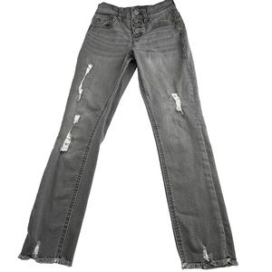 Justice Gray Girls Denim Distressed Blue Jeans size 10